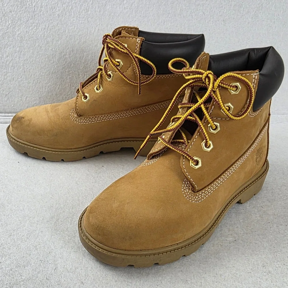 Timberland Premium Waterproof 6 Inch Boots Wheat Nubuck Youth Boys Size 1